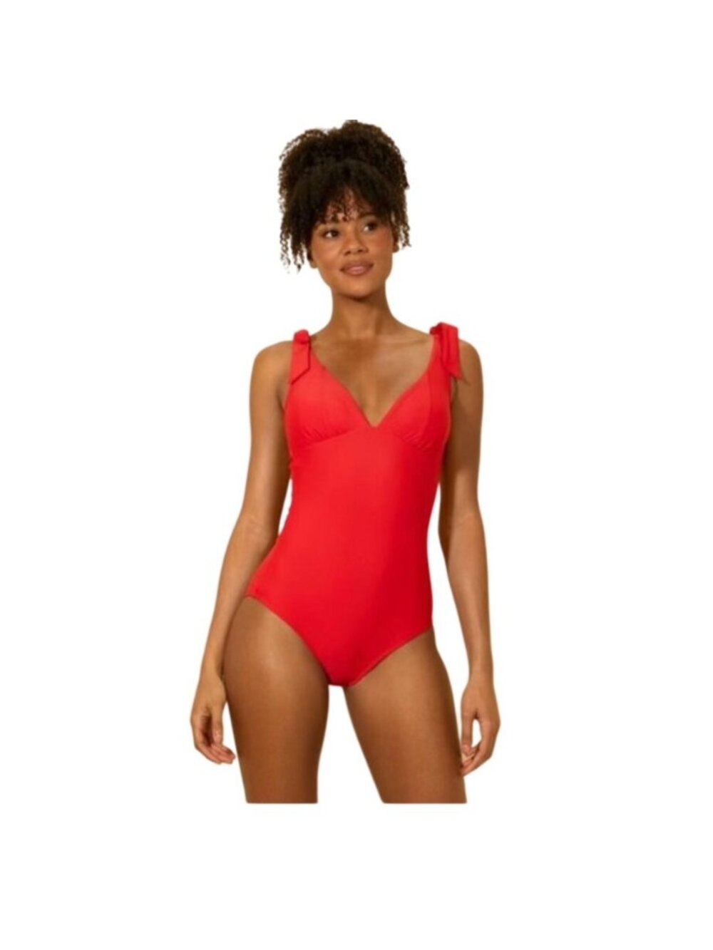 Shade & Shore Womens Red One-Piece Swimsuit With Tie Straps & Back Clasp Size M